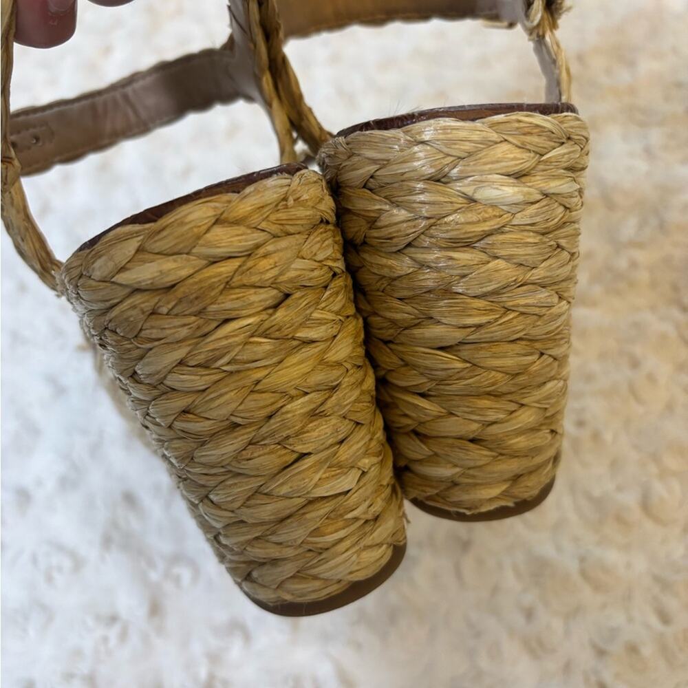 Sam Edelman NEW Deena Natural Raffia Wedge Sandal w/ Ankle Strap 10 - Picture 6 of 8